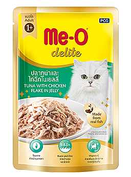 Me-O delite Для взрослых кошек тунец курица в желе 70 гр