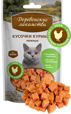 Деревенские лакомства Для кошек Нежные куриные кусочки 50 гр