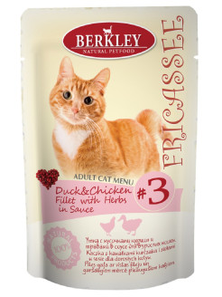Berkley Fricassee№ 3 для кошек утка, курица, травы 85 гр