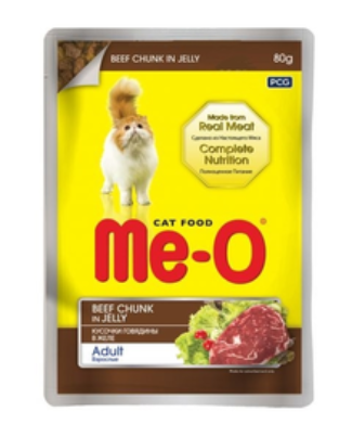 Me-O Для взрослых кошек с Говядиной в желе 80 гр