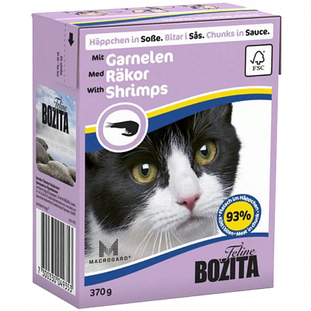 Bozita Для кошек кусочки в соусе с Креветками 370 гр