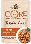 Wellness CORE TENDER CUTS для кошек из курицы с индейкой в виде нарезки в соусе 85 гр