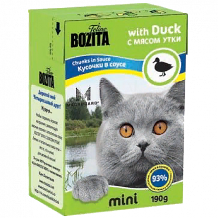 Bozita Mini Для кошек кусочки в соусе с мясом Утки 190 гр