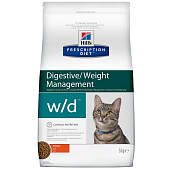 Hill's Prescription Diet w/d Digestive  для кошек при поддержании веса и сахарном диабете  с курицей