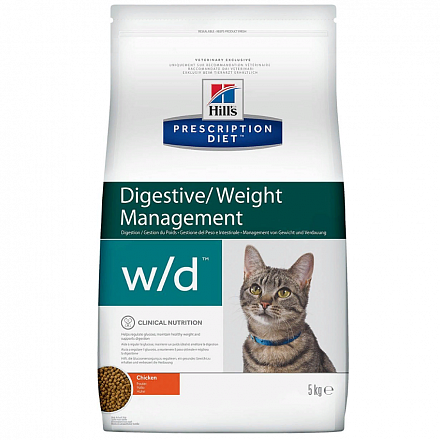 Hill's Prescription Diet w/d Digestive  для кошек при поддержании веса и сахарном диабете  с курицей