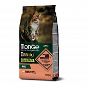 Monge Cat BWild Grain Free сухой беззерновой корм для взрослых кошек из лосося и гороха