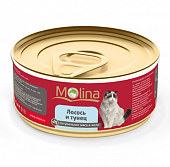 Molina Для кошек с Лососем и Тунцом в желе 80 гр