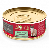 Molina Для кошек с тунцом и крабом в соусе 80 гр