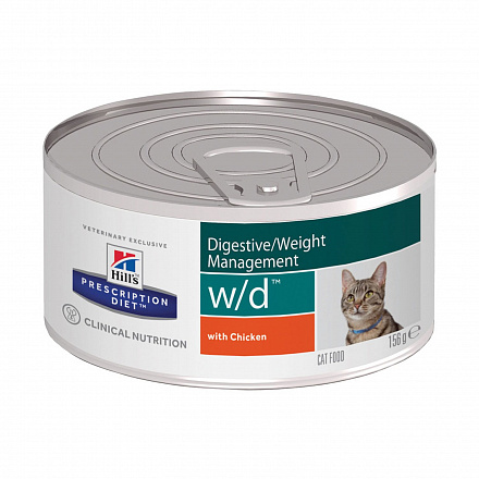 Hill's Prescription Diet w/d Для кошек для поддержания оптимального веса и здоровья при сахарном диабете с курицей 156 гр