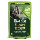 Monge Cat BWild grain паучи из мяса дикого кабана с овощами для стерилизованных кошек -85гр