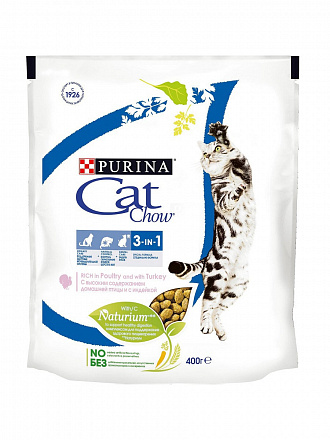 Purina Cat Chow 3 in 1 для кошек с формулой тройного действия с домашней птицей