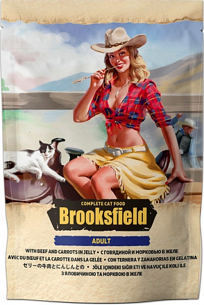 Brooksfield Для взрослых кошек с говядиной и морковью в желе 85 гр