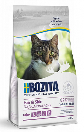 Bozita Hair & Skin WHEAT FREЕ Для кошек для здоровья кожи и шерсти с лососем