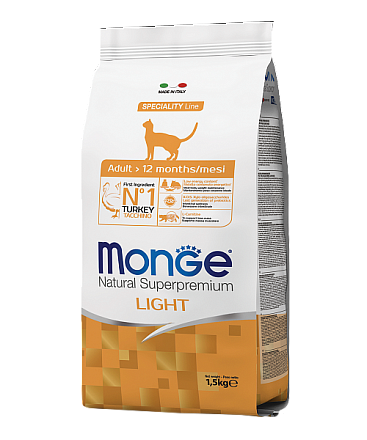 Monge Cat Speciality Light низкокалорийный корм для кошек с индейкой