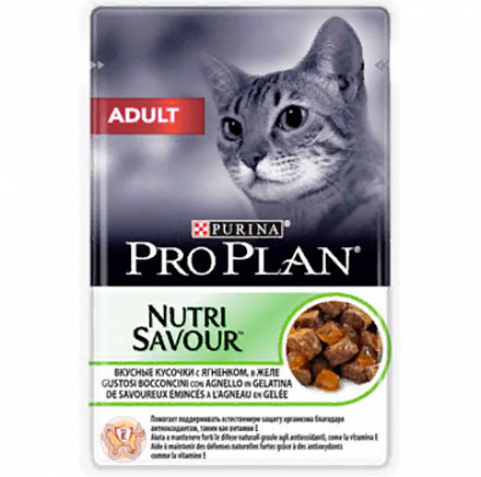 Purina Pro Plan Для взрослых кошек с Ягнёнком в желе 85 гр