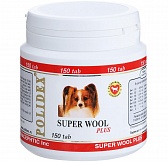 Polidex Super Wool plus витамины для собак для шерсти,кожи,когтей и профилактика дерматитов 150 таб