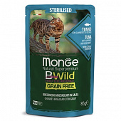 Monge Cat BWild grain паучи из тунца с креветками и овощами для стерилизованных кошек  85гр