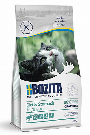 Bozita Sensitive Diet & Stomach GRAIN FREE Для кошек при чувствительном пищеварении, избыточном весе с лосем