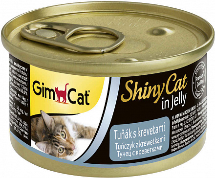 GimCat ShinyCat консервы для кошек из тунца с креветками