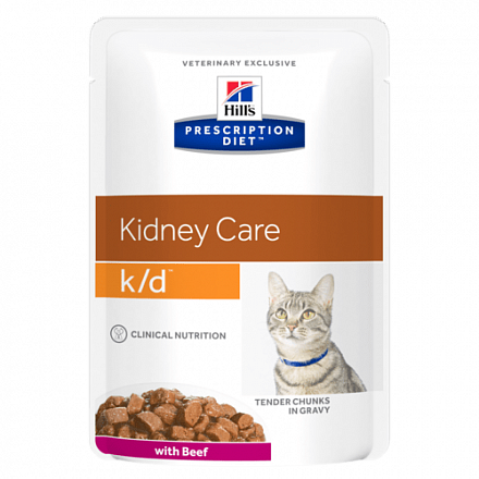 Hill's Prescription Diet k/d Для кошек для здоровья почек с говядиной 85 гр