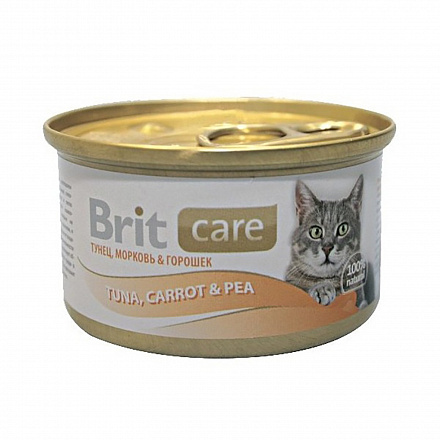Brit Care Для кошек с тунцом, морковью и горошком 80 гр 