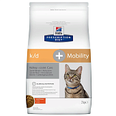 Hill's Prescription k/d + Mobility Diet  для кошек при проблемах с почками, при заболеваниях опорно-двигательного аппарата с курицей