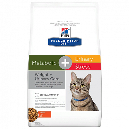 Hill's Prescription Diet Metabolic+Urinary Stress  для кошек при лечении МКБ, при избыточном весе с курицей