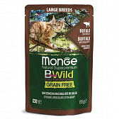 Monge Cat BWild grain паучи из мяса буйвола с овощами для кошек крупных пород 85г