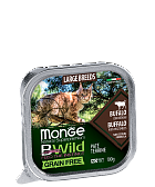 Monge Cat BWild GRAIN FREE беззерновые консервы из буйвола с овощами для кошек крупных пород 100 гр