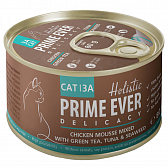 Prime Ever Delicacy Для кошек Мусс с Цыплёнком,тунцом,зеленым чаем и водорослями 80 гр 