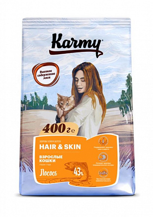Karmy Specialized Hair & Skin для кошек забота о коже и шерсти, лосось