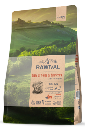 RAWIVAL Gifts of Fields & Branches ягнёнок с перепелом для щенков средних и крупных пород