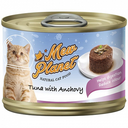 Pettric Mew Planet Для кошек паштет с тунцом и анчоусами 160 гр