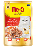 Me-O delite Для взрослых кошек тунец крабовые палочки в желе 70 гр