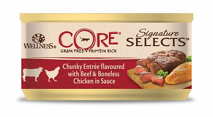 Wellness CORE SIGNATURE SELECTS Консервы для кошек  из говядины с курицей в виде кусочков в соусе 79 гр