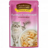 Деревенские лакомства Для кошек с курицей и креветками в желе 70 гр х