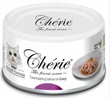 Pettric Cherie Hairball Для кошек с Тунцом и Лососем в подливе 80 гр