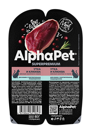 AlphaPet Superpremium для кошек Утка клюква