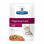 Hill's Prescription Diet i/d  Для кошек при расстройствах пищеварения, ЖКТ с курицей 85 гр