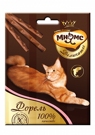 Мнямс Для кошек Деликатес лакомые палочки с форелью 4 гр
