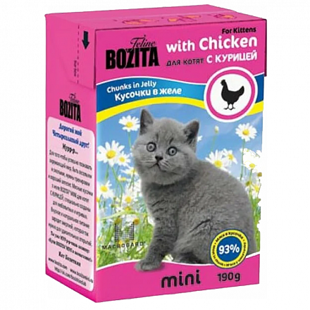 Bozita Mini Для котят кусочки в желе с Курицей 190 гр