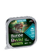 Monge Cat BWild GRAIN FREE беззерновые консервы из тунца с овощами для стерилизованных кошек 100 гр