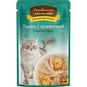 Деревенские лакомства Для кошек с тунцом и креветками в желе 70 гр