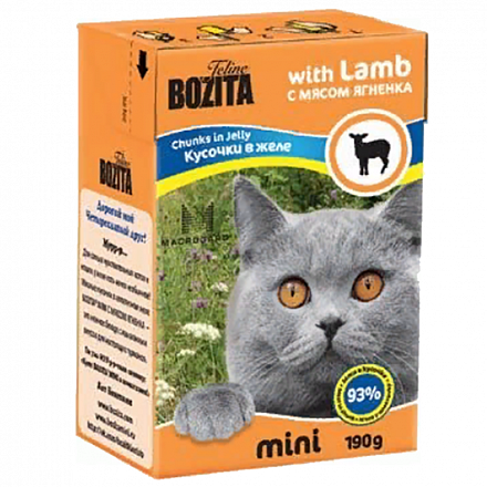 Bozita Mini Для кошек кусочки в желе с мясом Ягнёнка 190 гр