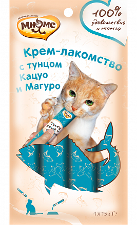 Мнямс Для кошек крем-лакомство с тунцом Кацуо и Магуро 15 гр
