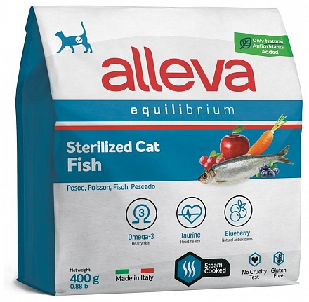 Alleva Equilibrium Cat Sterilized Fish для стерилизованных кошек,кастрированных котов с  рыбой