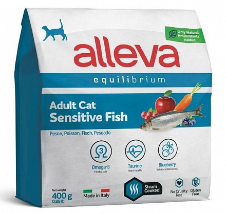 Alleva Equilibrium Sensitive Fish  для кошек с чувствительным пищеварением с рыбой