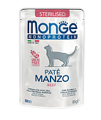 Monge Cat Monoprotein Pouch паучи для стерилизованных кошек говядина 85 гр