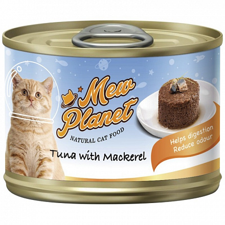 Pettric Mew Planet Для кошек паштет с тунцом и скумбрией 160 гр