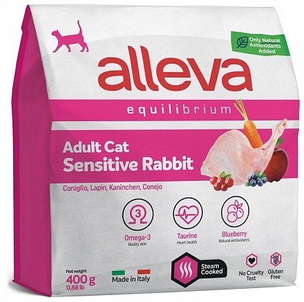 Alleva Equilibrium Sensitive Rabbit для взрослых кошек  с чувствительным пищеварением с кроликом